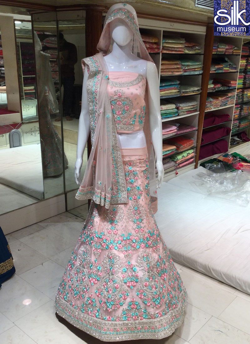 Beautiful Baby Pink Color Net Designer Wedding Wear Lehenga Choli