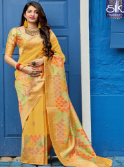 Mustard Color Trendy Silk Weaving Saree