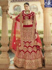 Divine Red Color Velvet Designer Bridal 