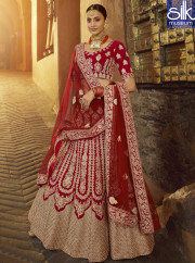 Magnetic Red Color Velvet New Designer Bridal Wear Lehenga Choli