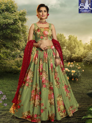 Majestic Green Color Organza Fabric Designer Party Wear Lehenga Choli