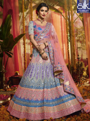 Divine Multi Color Organza Fabric Designer Reception Wear Lehenga Choli