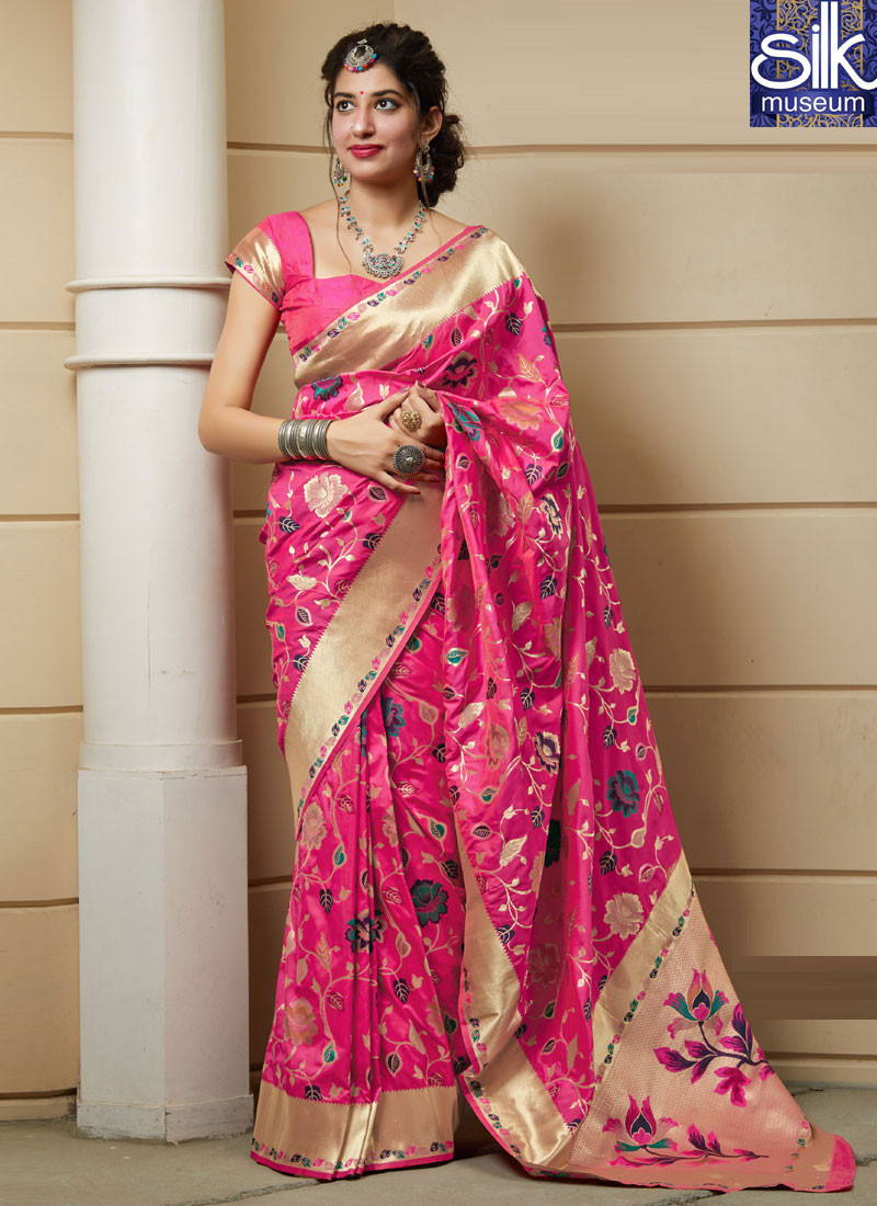 Superb Pink Color Silk Designer New Traditional Party Wear Saree