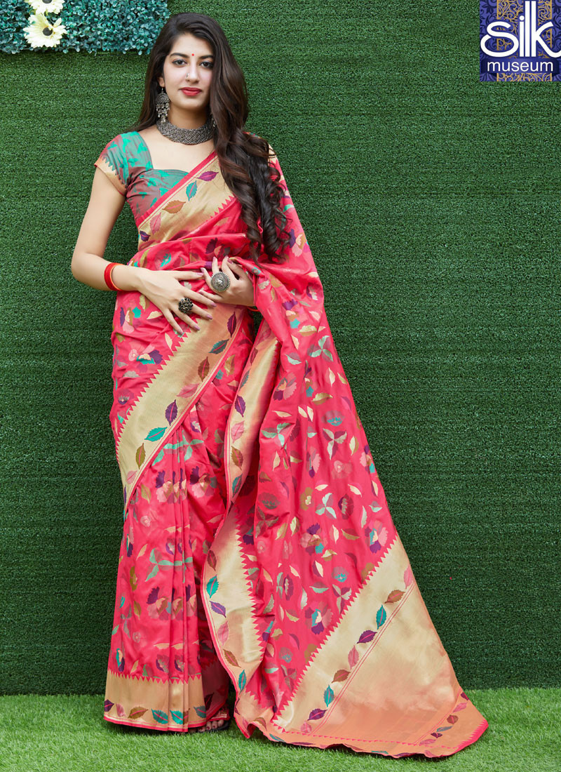 Awesome Dark Pink Color Silk Fabric New Designer Traditional Saree