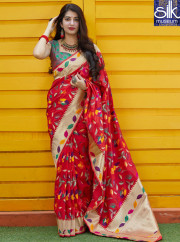 Eye Catchy Red Color Silk New Designer Party Wear Traditional Saree