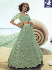Stunning Green Color Soft Net New Designer Party Wear Lehenga Choli
