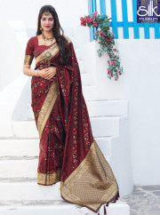 Lovely Reddish Maroon Color Silk New Traditional Party Wear Saree