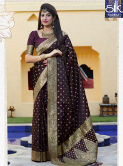 Adorable Purple Color Silk New Traditional Party Wear Saree