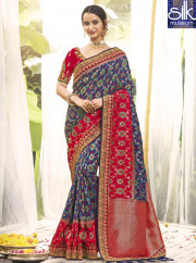 Attractive Multi Color Silk Designer Party Wear Traditional Saree
