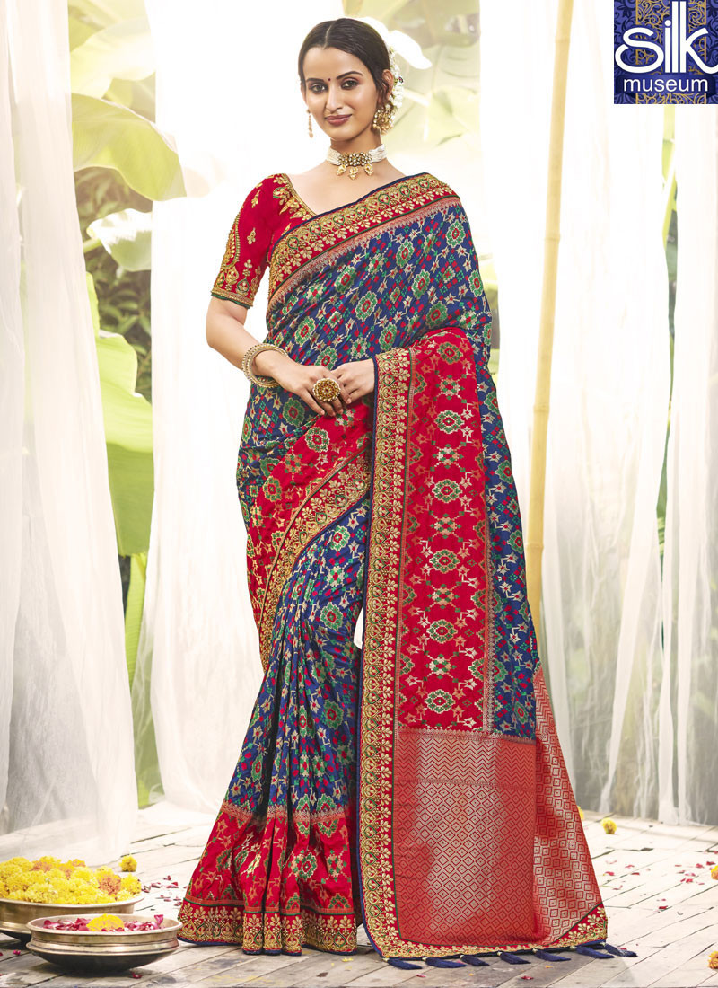 Attractive Multi Color Silk Designer Party Wear Traditional Saree