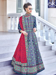 Attractive Multi Color Silk Fabric Designer Party Wear Ready Made Gown