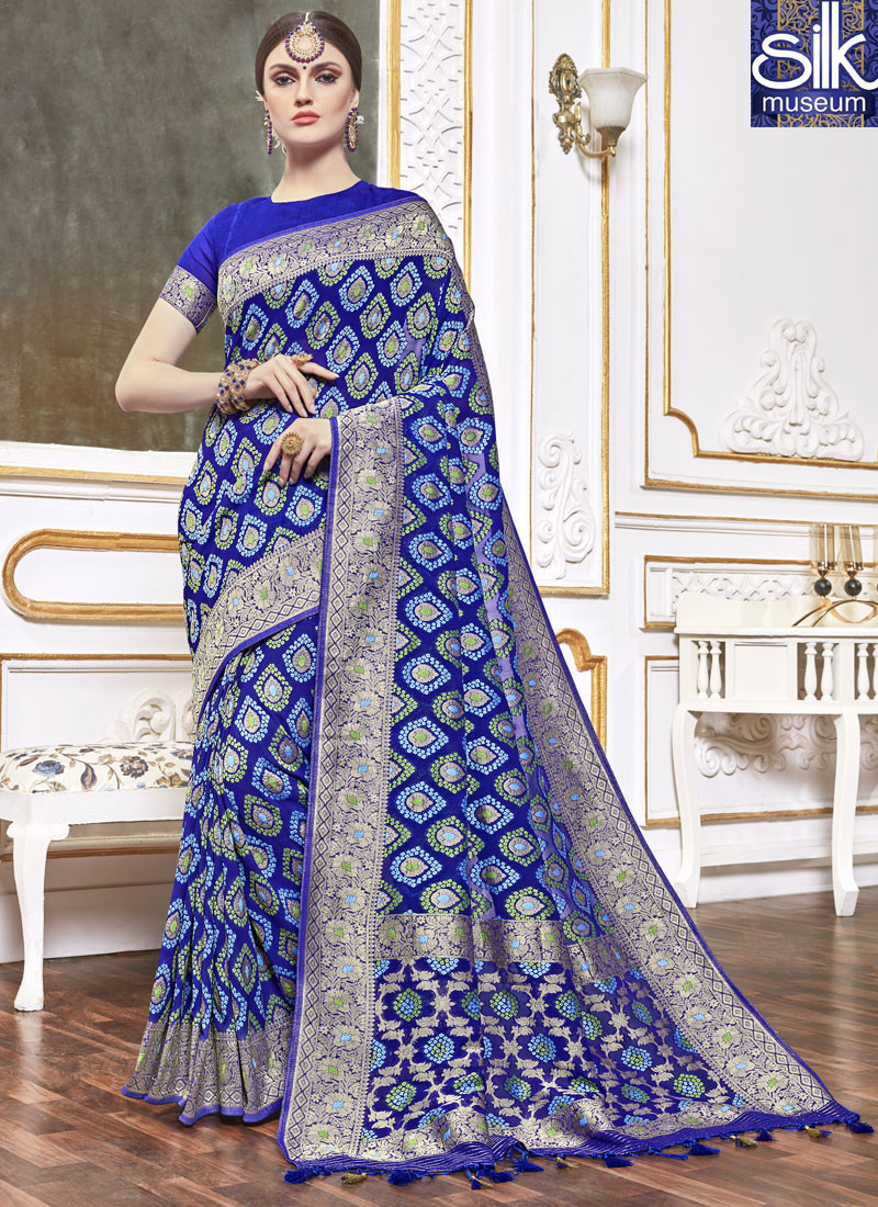 Speechless Blue Color Viscose Designer Wedding Wear Traditional Saree