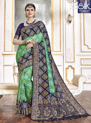 Gorgeous Blue With Green Color Viscose New Designer Traditional Saree