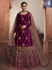 Lovely Purple Color Satin Georgette New 