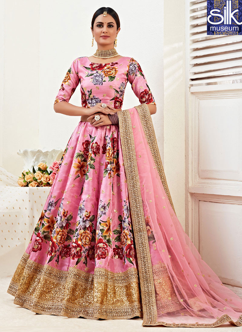 Adorable Pink Color Satin Silk New Designer Party Wear Lehenga Choli