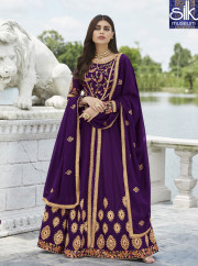 Delightful Purple Color Faux Georgette New Designer Party Wear Anarkali Suit
