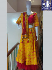 Frills Lehenga Choli In Yellow And Red Color With Hand Work