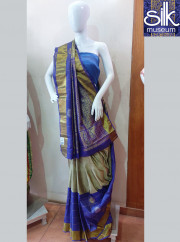 Pure Silk Saree In Blue And English Color