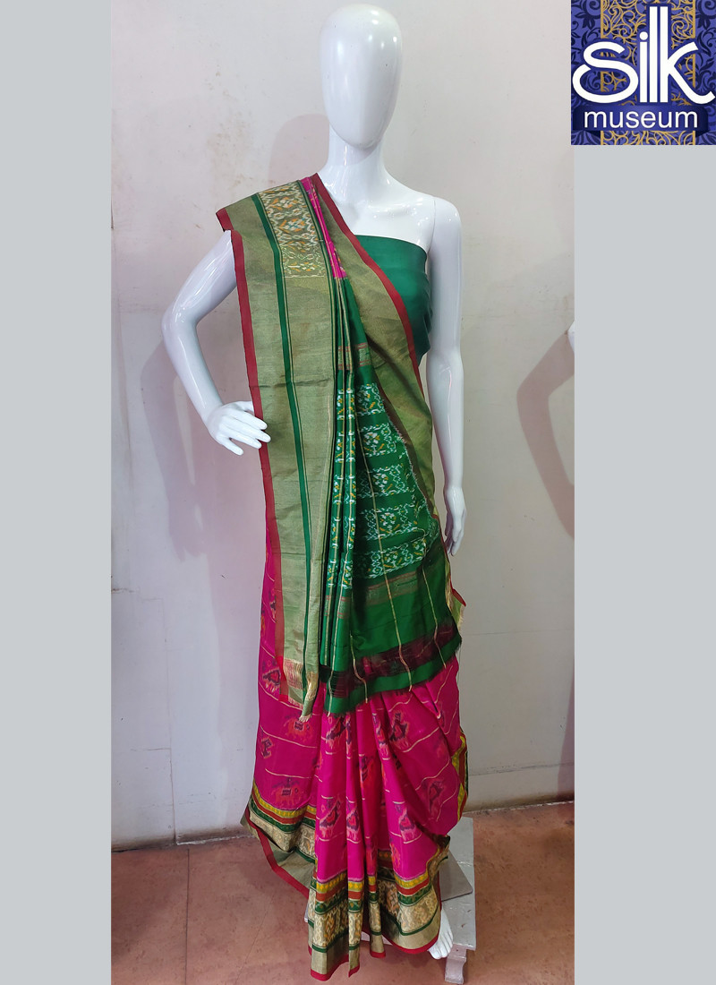 Pure Silk Patola In Pink And Green