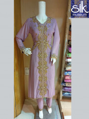 Lilac Color In Georgette With Hand Work 
