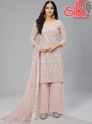 Baby Pink Georgette Semi Stitched With T
