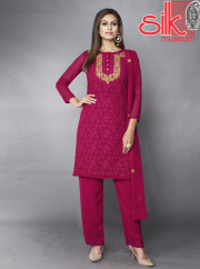 Pink Georgette Semi Stitched Suit With T