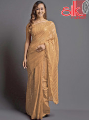 Gold Georgette Embellished Saree With Bl