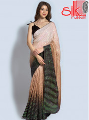 Brown Georgette Embellished Saree With Blouse Piece
