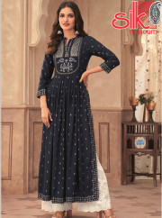 Blue Readymade Lucknowi Style Dresses  R