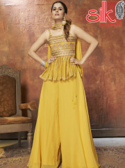 Yellow Dress Georgette With Zari,Resham 