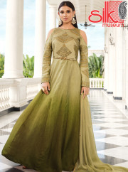 Green Semi-stitched Embroidered Dress Material With Dupatta