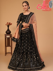 Black Lehenga Choli Georgette With Sequins & Multicolor Embroidery Work