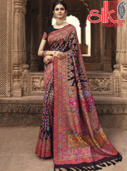 Black Sarees With Contrast Red Soft Bana