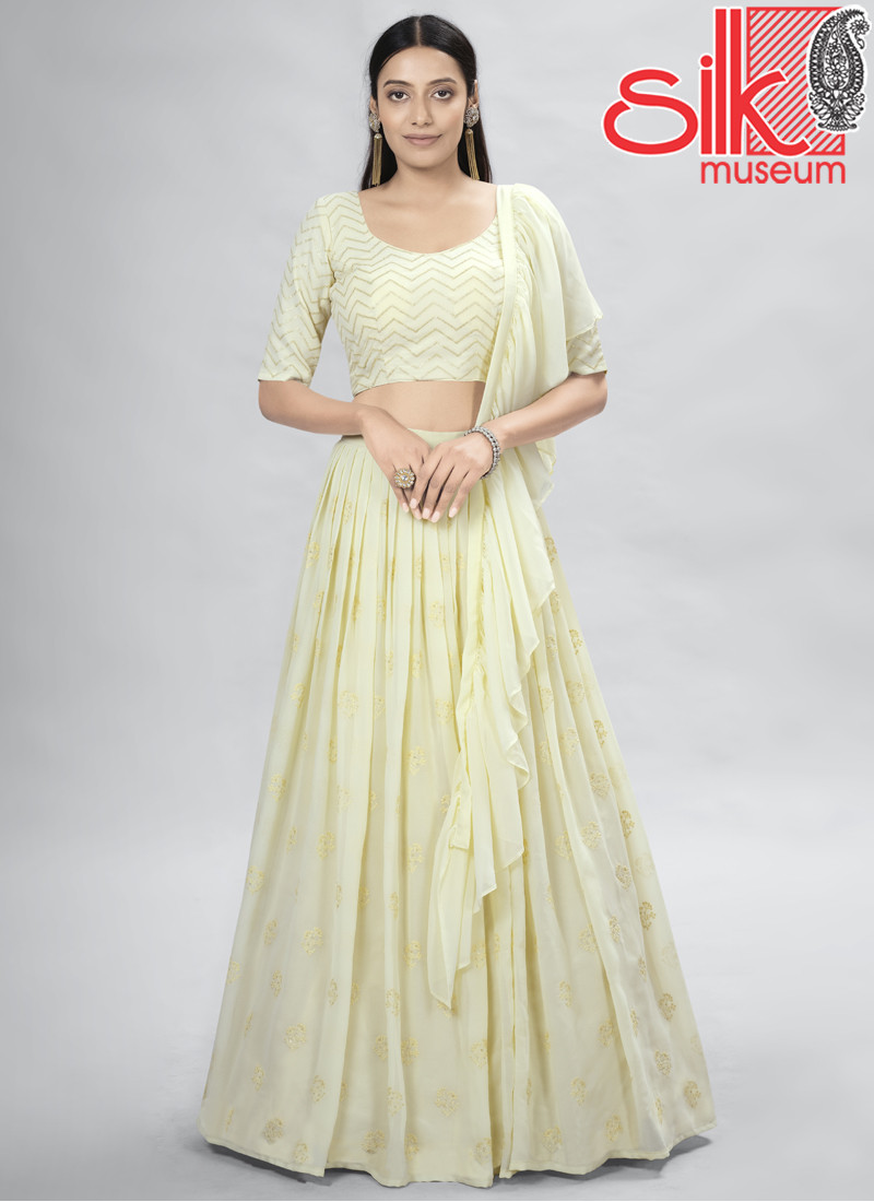 Yellow Georgette Lehenga With Thread & Sequins