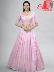 Baby Pink Georgette Lehenga With Thread & Sequins