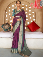 Purple Silk With Jacquard Border Pallu Saree Style Bandhani