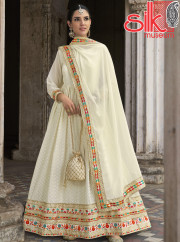 Designer White Georgette Dress With Heavy Sequence Embroidery Work