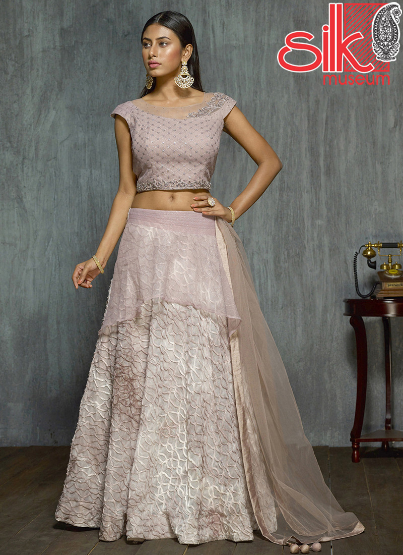 Dusty Pink Gown Net & Santoon Fabric With Stone, Thread & Sequins Work