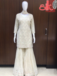 Cream Garara Dress With Diamond Work