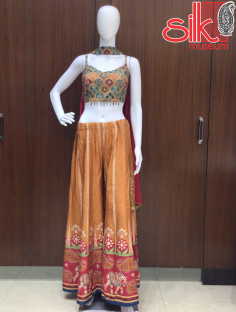 Rust Choli Pent Style Printed Dress