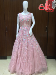 Pink Gown Handwork & Diamond Work