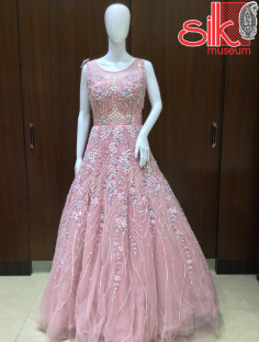 Pink Gown Handwork & Diamond Work