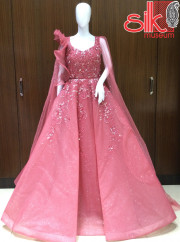 Beautiful Red Gown  Belly Sleeve With Ha