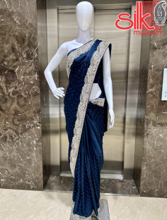 Blue Diamond Work With Satin Silk Sarees
